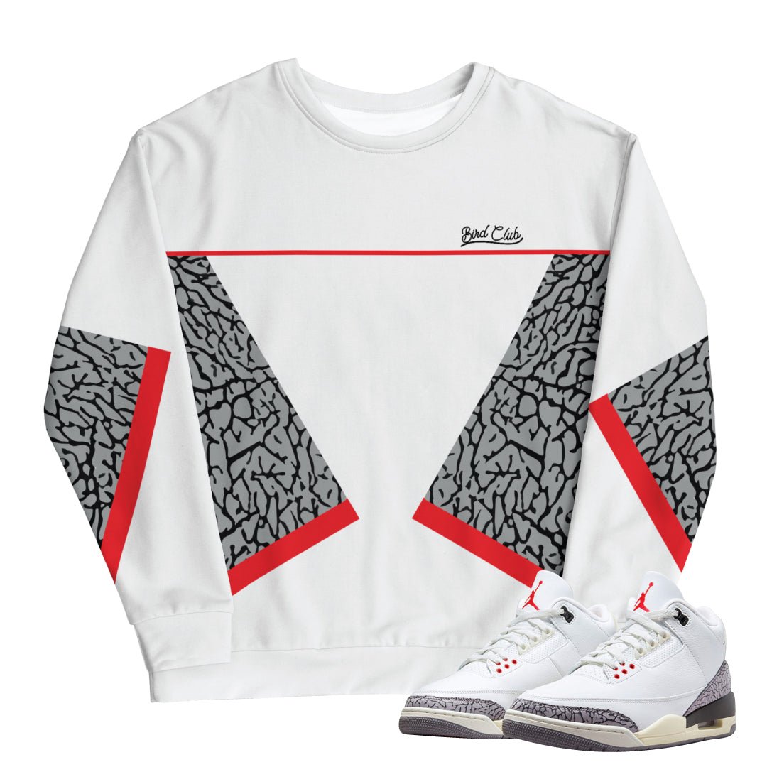 Retro 3 "White Cement" reimagined Sweatshirt - Sneaker Tees to match Air Jordan Sneakers