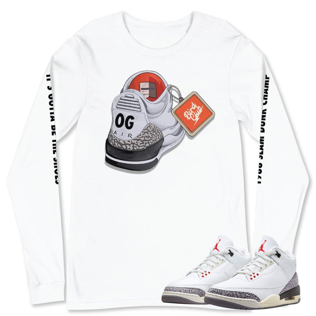 Retro 3 "White Cement" reimagined OG Air Long Sleeve Shirt - Sneaker Tees to match Air Jordan Sneakers
