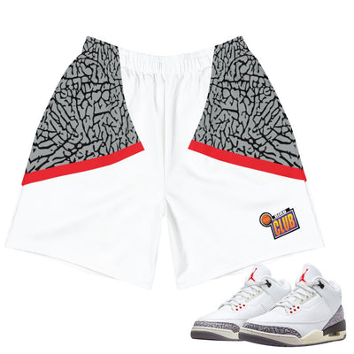 Retro 3 White Cement Reimagined Shorts - Sneaker Tees to match Air Jordan Sneakers
