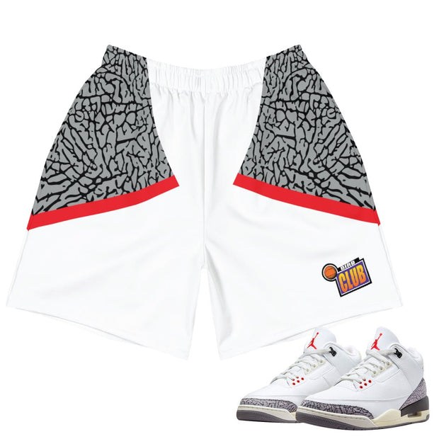 Retro 3 White Cement Reimagined Shorts - Sneaker Tees to match Air Jordan Sneakers