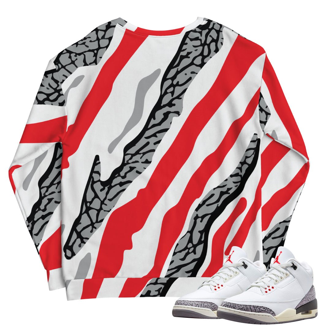 Retro 3 "White Cement" reimagined Sweatshirt - Sneaker Tees to match Air Jordan Sneakers