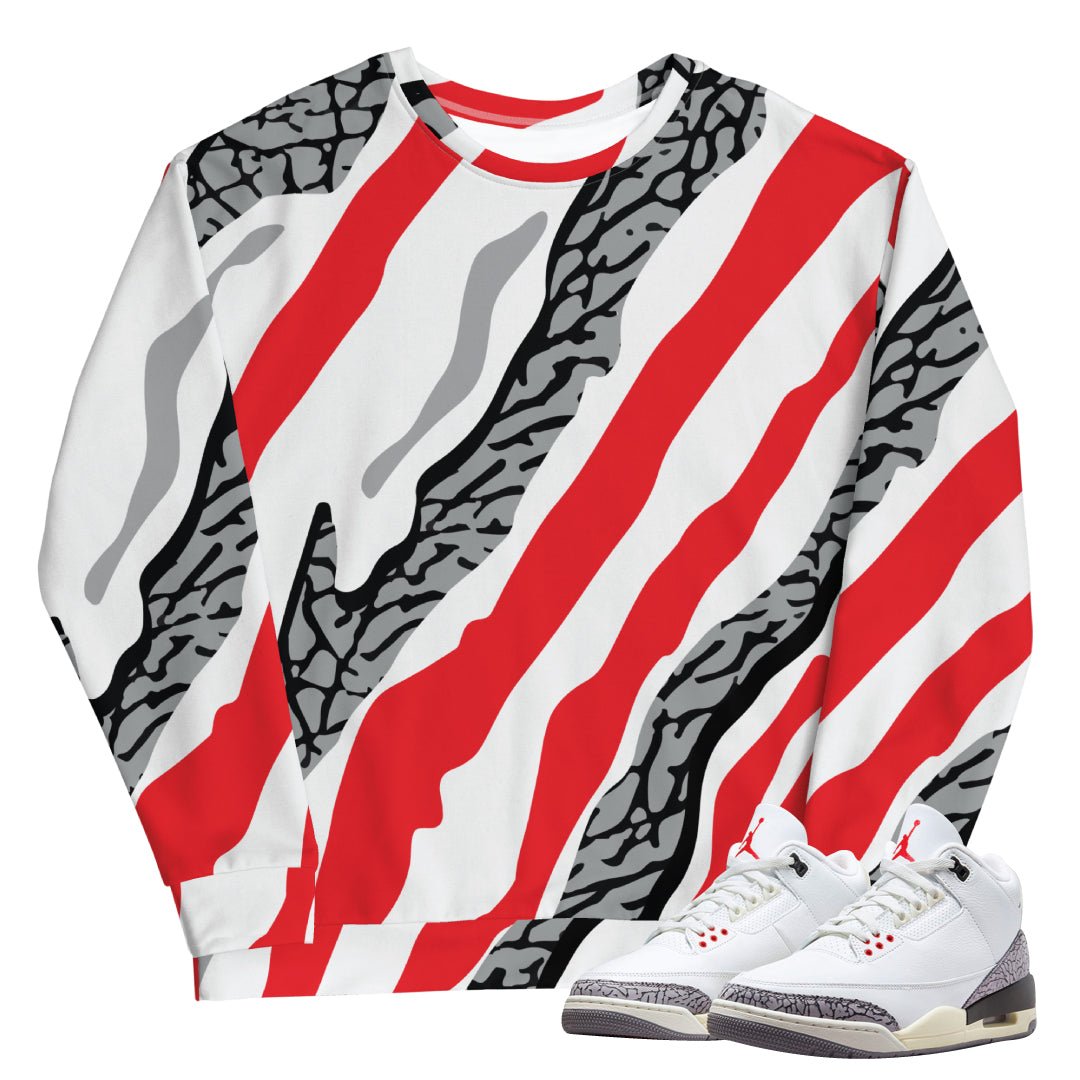 Retro 3 "White Cement" reimagined Sweatshirt - Sneaker Tees to match Air Jordan Sneakers