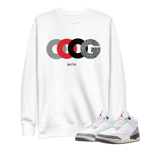 Retro 3 "White Cement" reimagined Triple OG Sweatshirt - Sneaker Tees to match Air Jordan Sneakers