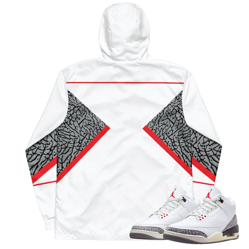 Retro 3 White Cement Wind Breaker - Sneaker Tees to match Air Jordan Sneakers