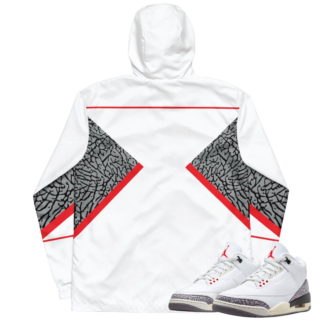 Retro 3 White Cement Wind Breaker - Sneaker Tees to match Air Jordan Sneakers