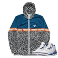 Retro 3 Wizards PE Cement Windbreaker - Sneaker Tees to match Air Jordan Sneakers