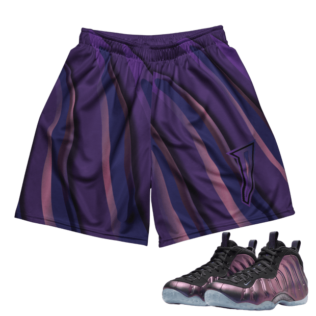 Air Foamposite One Eggplant Mesh Shorts - Sneaker Tees to match Air Jordan Sneakers