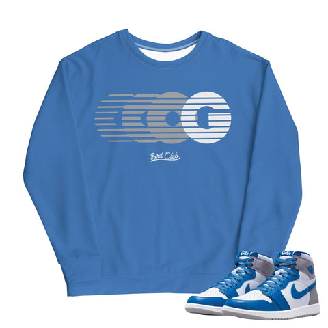 Retro 1 True Blue "Triple OG" Sweatshirt - Sneaker Tees to match Air Jordan Sneakers