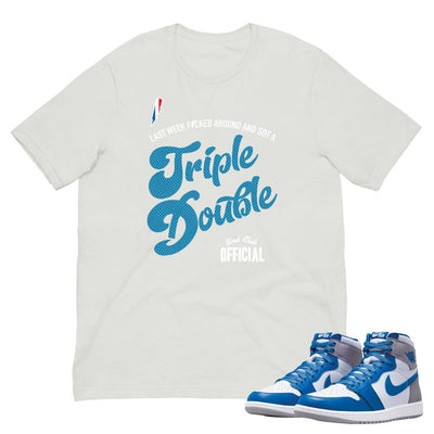 Retro 1 True Blue Triple Double Shirt - Sneaker Tees to match Air Jordan Sneakers