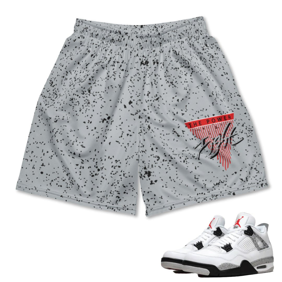 Retro 4 White Cement Splatter Mesh Shorts