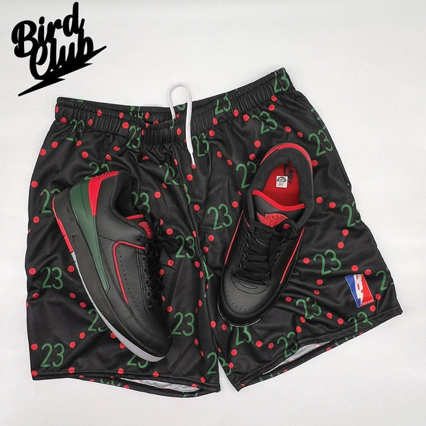 Retro 2 Low Gucci 23 Print Mesh Shorts - Sneaker Tees to match Air Jordan Sneakers
