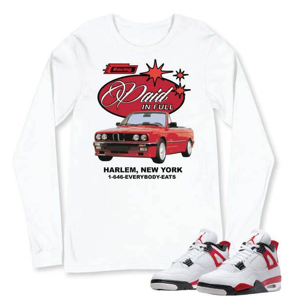 Retro 4 "Red Cement" Paid In Full Long Sleeve Shirt - Sneaker Tees to match Air Jordan Sneakers