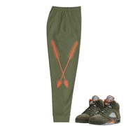 Retro 5 Olive/ Solar Orange "We Outside" Joggers - Sneaker Tees to match Air Jordan Sneakers