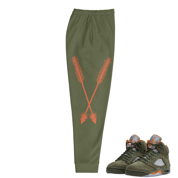 Retro 5 Olive/ Solar Orange "We Outside" Joggers - Sneaker Tees to match Air Jordan Sneakers