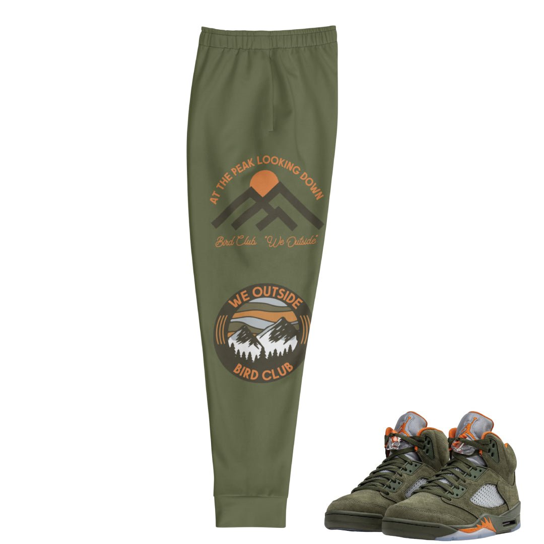 Retro 5 Olive/ Solar Orange "We Outside" Joggers - Sneaker Tees to match Air Jordan Sneakers