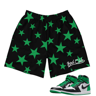Retro 1 Lucky Green Star Shorts - Sneaker Tees to match Air Jordan Sneakers