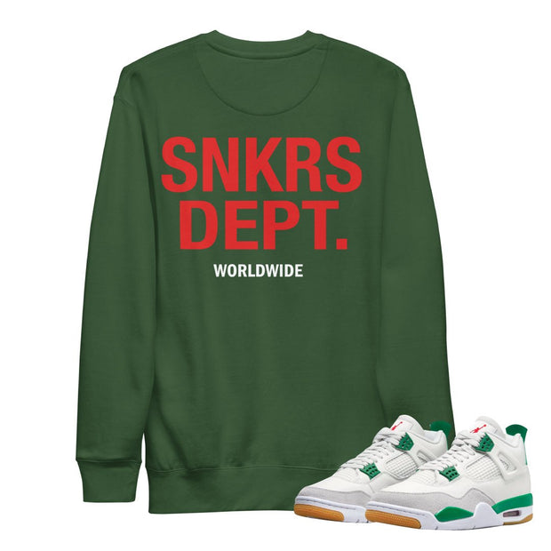 Retro 4 SB Pine Green SNKRS Dept. Sweatshirt - Sneaker Tees to match Air Jordan Sneakers