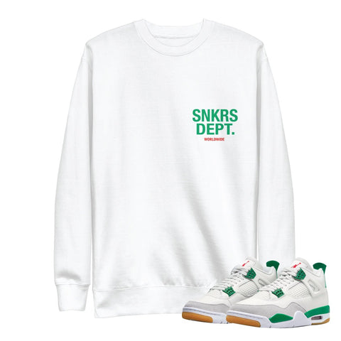 Retro 4 SB Pine Green SNKRS Dept. Sweatshirt - Sneaker Tees to match Air Jordan Sneakers