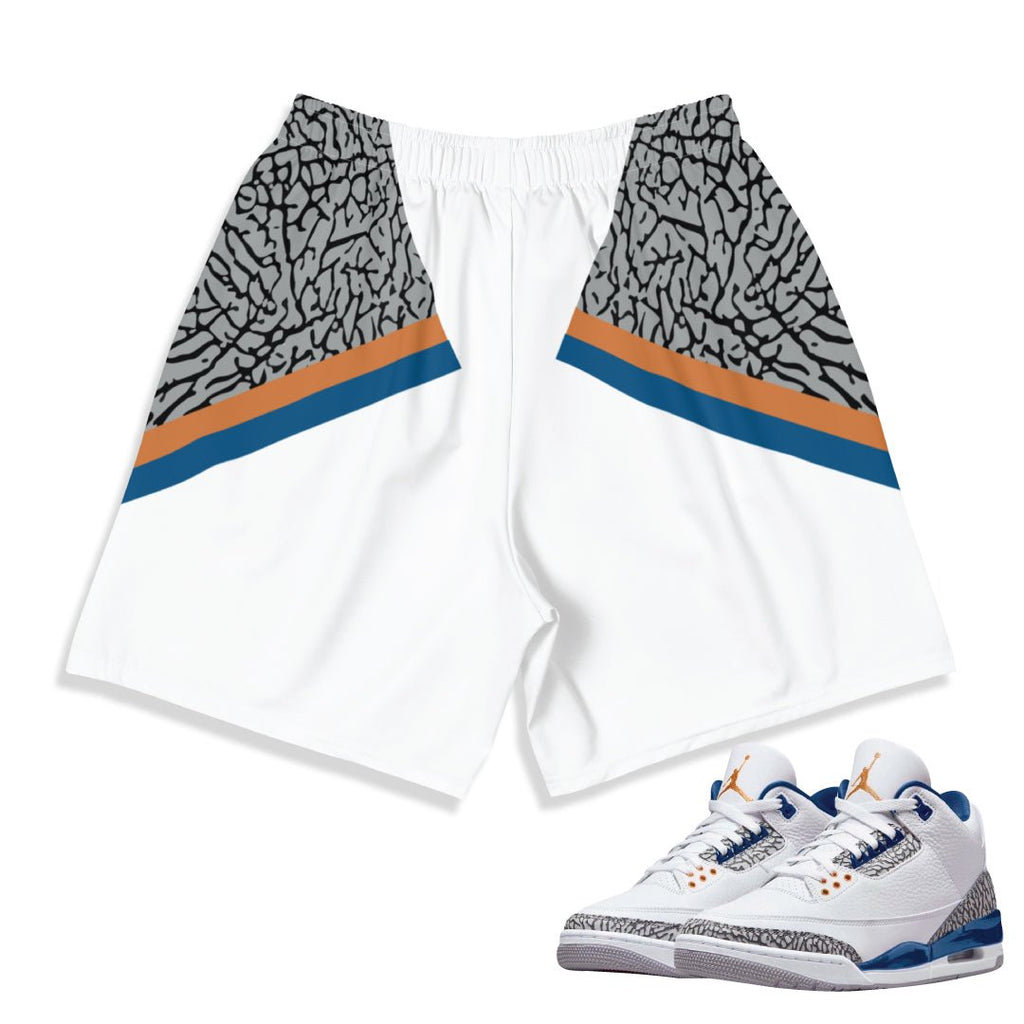 Retro 3 Wizards PE Cement Shorts - Sneaker Tees to match Air Jordan Sneakers