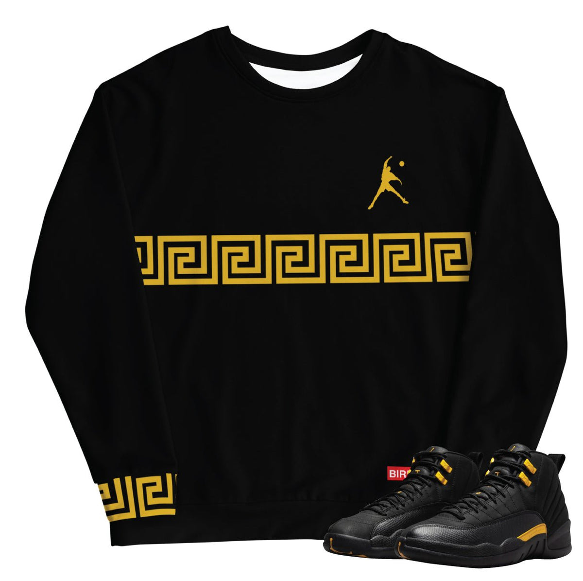 Retro 12 Black Taxi Greek Sweatshirt - Sneaker Tees to match Air Jordan Sneakers