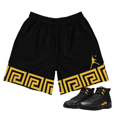 Retro 12 Black Taxi Greek Shorts - Sneaker Tees to match Air Jordan Sneakers