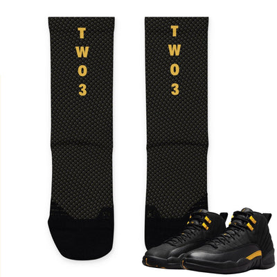Retro 12 Black Taxi Socks - Sneaker Tees to match Air Jordan Sneakers
