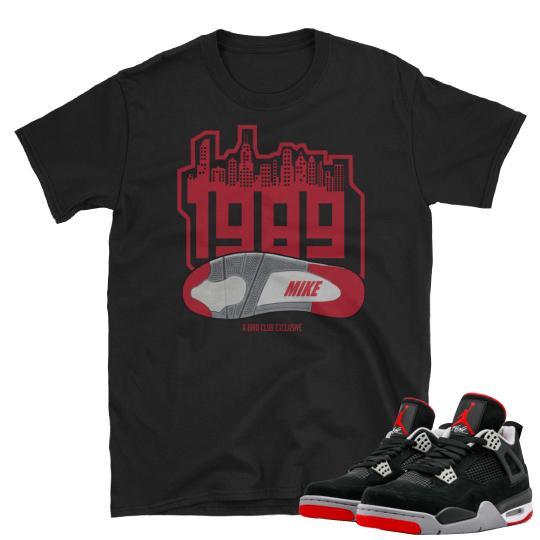 Jordan Retro 4 Bred Sneaker tees - Sneaker Tees to match Air Jordan Sneakers