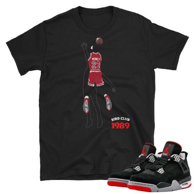 Jordan 4 bred Sneaker Tees "The Shot" - Sneaker Tees to match Air Jordan Sneakers
