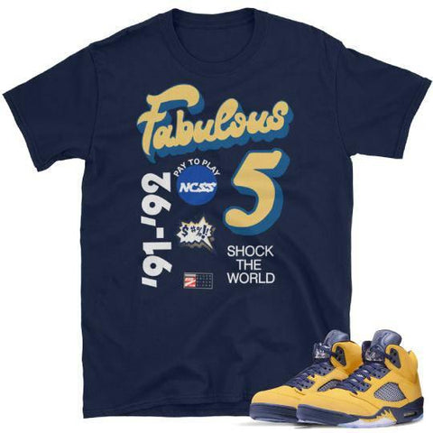 Retro 5 Fab Five Michigan Pride sneaker shirt - Sneaker Tees to match Air Jordan Sneakers