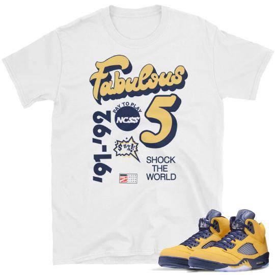 Retro 5 Fab Five Michigan Pride sneaker shirt - Sneaker Tees to match Air Jordan Sneakers