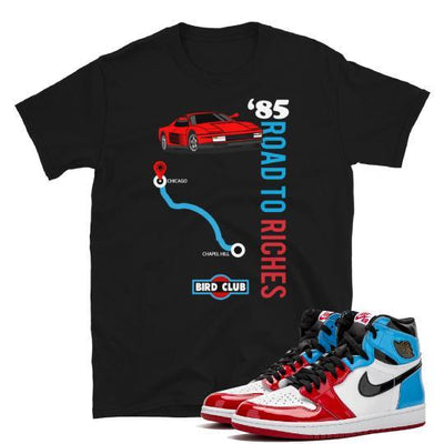 Jordan Fearless Retro 1 UNC to Chicago sneaker shirt - Sneaker Tees to match Air Jordan Sneakers