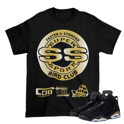 Retro 6 Black Gold Sneaker tees - Sneaker Tees to match Air Jordan Sneakers