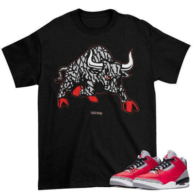 Retro 3 red cement Bulls shirt - Sneaker Tees to match Air Jordan Sneakers