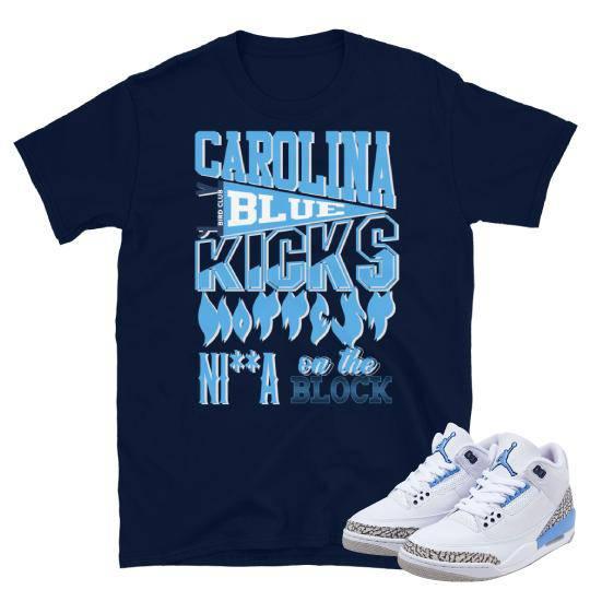 RETRO 3 UNC SNEAKER SHIRT - Sneaker Tees to match Air Jordan Sneakers