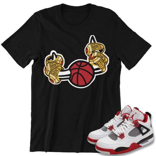 RETRO 4 FIRE RED OG Rings SHIRT - Sneaker Tees to match Air Jordan Sneakers