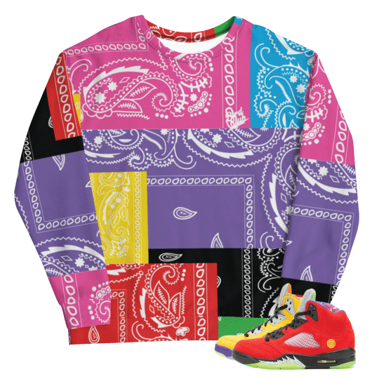 What The 5 Jordan Paisley sweatshirt - Sneaker Tees to match Air Jordan Sneakers