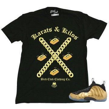 Gold Foamposite "Karats & Kilos" shirt - Sneaker Tees to match Air Jordan Sneakers