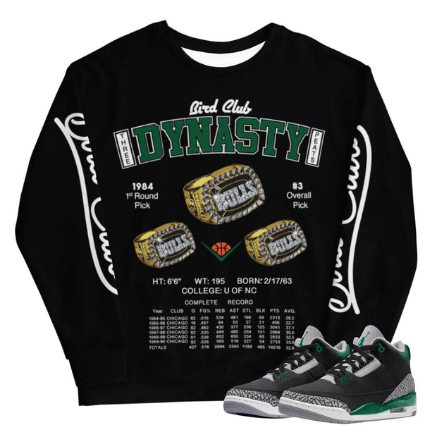 Retro 3 Pine Green Dynasty Crewneck - Sneaker Tees to match Air Jordan Sneakers