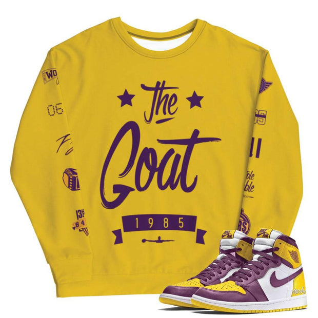 Retro 1 Brotherhood "Goat" Crewneck - Sneaker Tees to match Air Jordan Sneakers