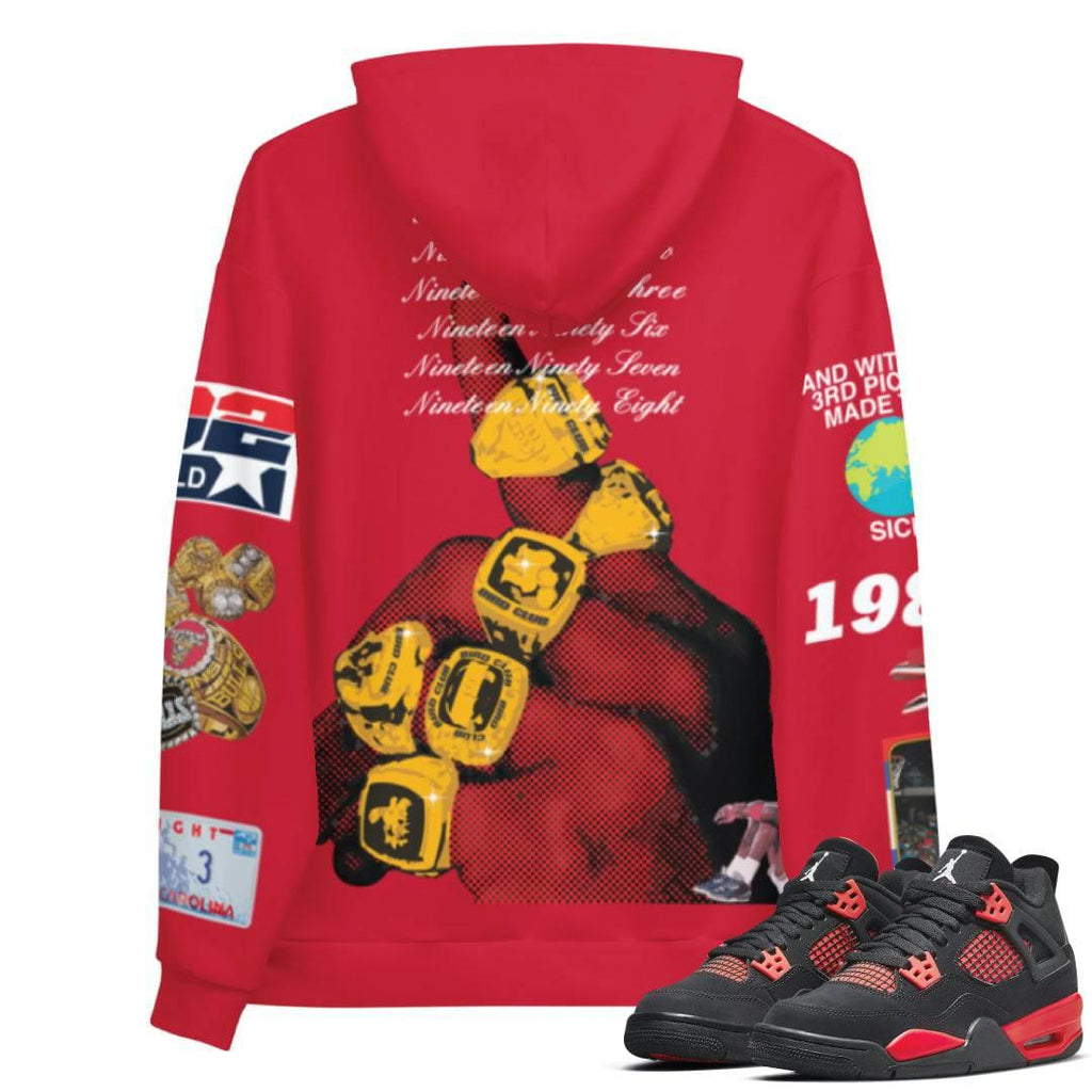 Retro 4 red thunder Hoodie - Sneaker Tees to match Air Jordan Sneakers
