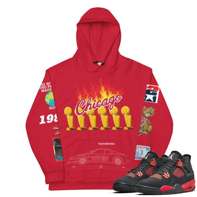 Retro 4 red thunder Hoodie - Sneaker Tees to match Air Jordan Sneakers