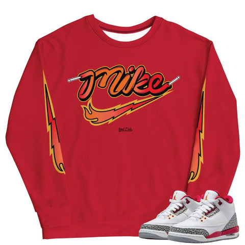 Retro 3 Cardinal Red Volt Sweat Shirt - Sneaker Tees to match Air Jordan Sneakers