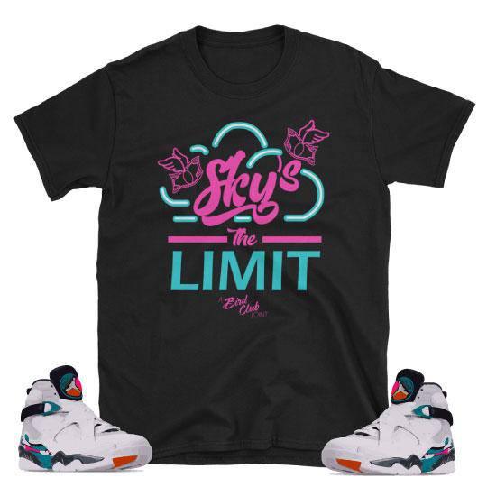 South Beach Jordan 8 "Sky's the Limit" black tee - Sneaker Tees to match Air Jordan Sneakers