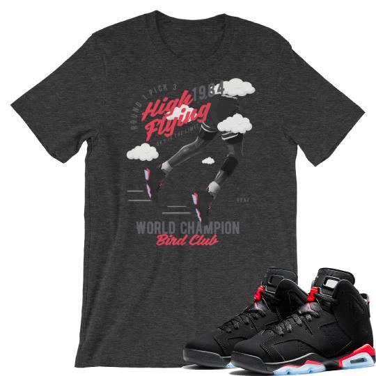 Jordan 6 Infrared Sneaker tee Dark Heather - Sneaker Tees to match Air Jordan Sneakers