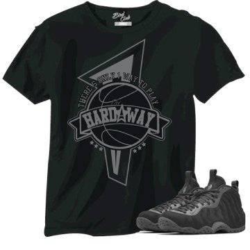 Foamposite Black Suede tee - Sneaker Tees to match Air Jordan Sneakers
