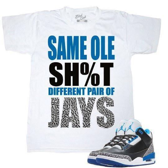 Air Jordan 3 tee | Sport Blue - Sneaker Tees to match Air Jordan Sneakers