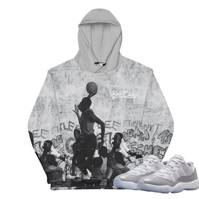 Retro 11 Low Cement Grey "Playground" Hoodie - Sneaker Tees to match Air Jordan Sneakers