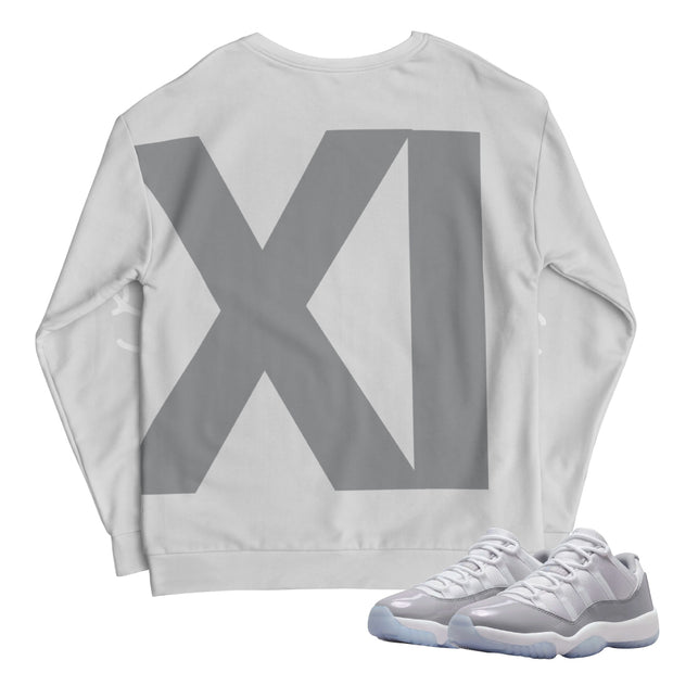 Retro 11 Low Cement Grey XI Sweatshirt - Sneaker Tees to match Air Jordan Sneakers