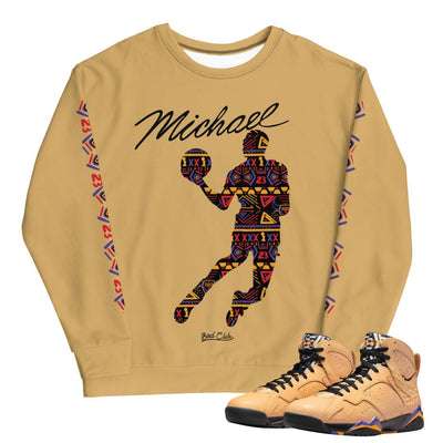 Retro 7 Afrobeats Pattern Sweatshirt - Sneaker Tees to match Air Jordan Sneakers