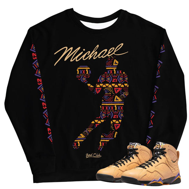 Retro 7 Afrobeats Pattern Sweatshirt - Sneaker Tees to match Air Jordan Sneakers